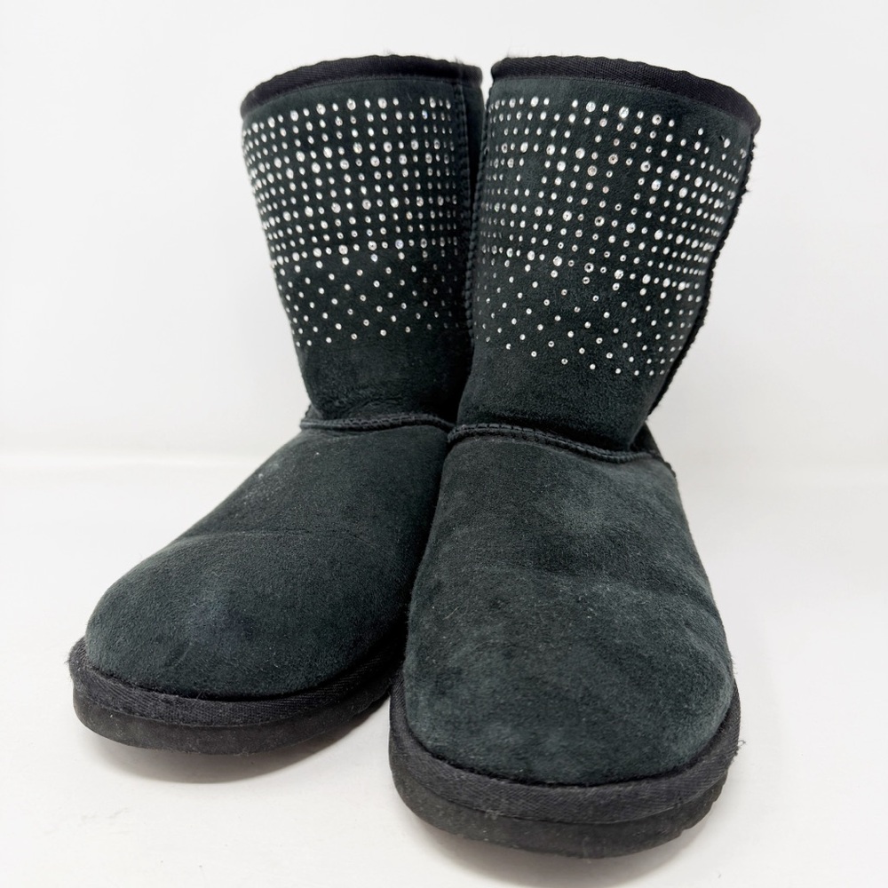 UGG Black Crystal-Embellished Short Suede Booties